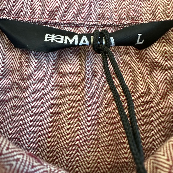 MAKIA Herringbone Button Down Long Sleeve Shirt Size L Brick Red 100% Cotton - Picture 5 of 7